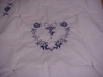 Navy and White Embroidered Lap Quilt